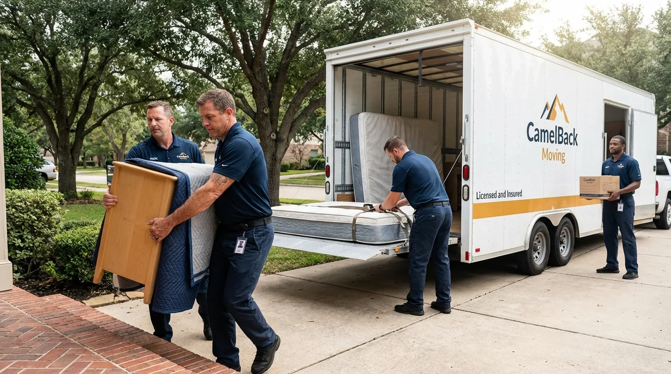 Crew loading residential truck for cross-state move from Westcliffe, CO